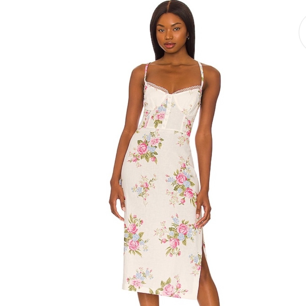 Revolve Lpa Capriana Midi Dress In Giardino Floral Nwt Size Small